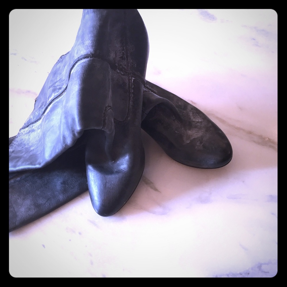 Frye leather boots. Indigo blue gray